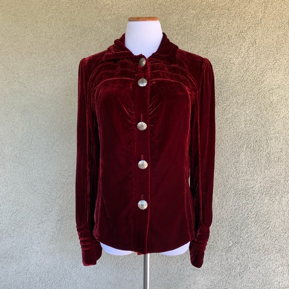 “Double D Ranch” Red Wine Velvet Jacket Exquisite - Picture 5 of 8